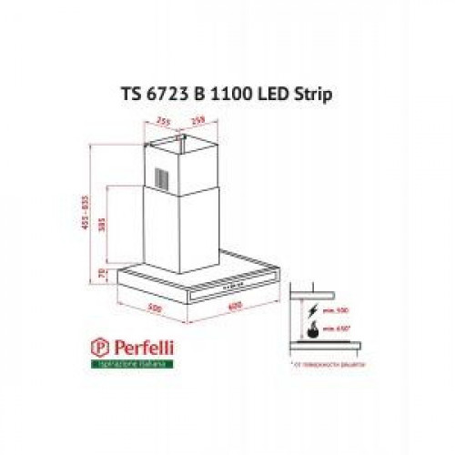 Витяжка Т-подібна Perfelli TS 6723 B 1100 BL LED