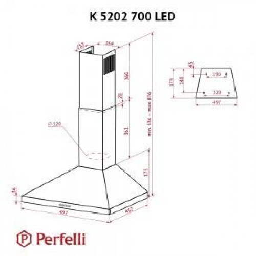 Витяжка купольна Perfelli K 5202 WH 700 LED