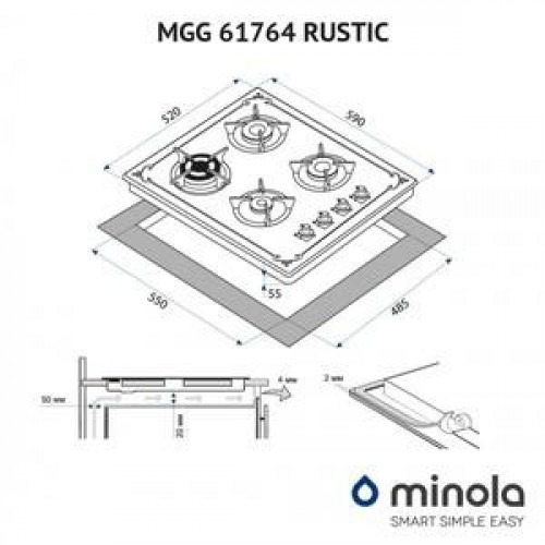 Варильна поверхня газова Minola MGG 61764 BL RUSTIC