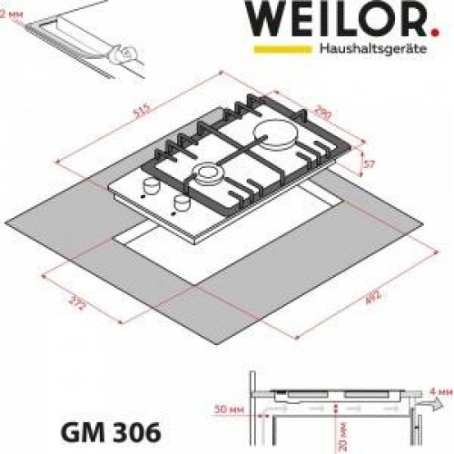 Варильна поверхня газова Weilor GM 306 BL