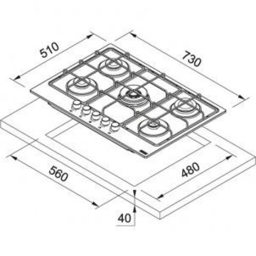 Варильна поверхня газова Franke FHSM 755 4G DC XS C (106.0554.394)