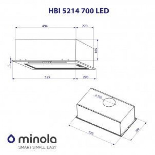 Витяжка вбудована Minola HBI 5214 WH 700 LED