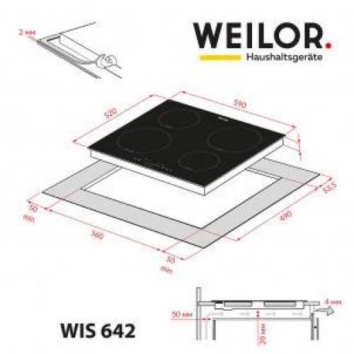 Варильная поверхность электрическая Weilor WIS 642 BLACK