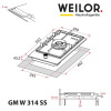 Варильная поверхность газовая Weilor GM W 314 SS