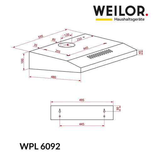 Витяжка пласка Weilor WPL 6092 FBL