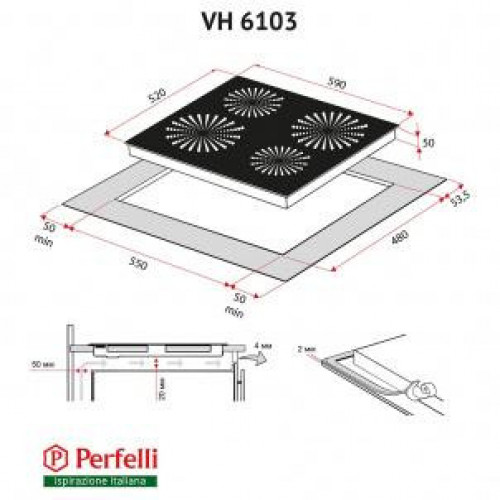 Поверхня склокерамічна Perfelli VH 6103 BL