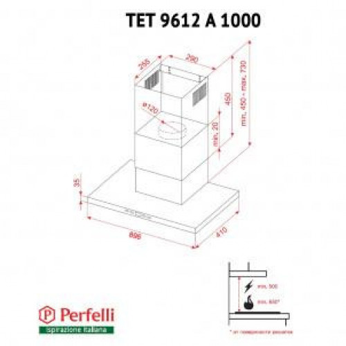 Витяжка Т-образная Perfelli TET 9612 A 1000 I LED
