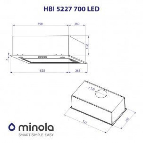 Витяжка вбудована Minola HBI 5327 IV 800 LED