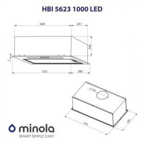 Витяжка вбудована Minola HBI 5623 WH 1000 LED