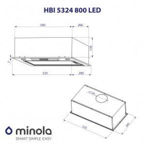 Витяжка вбудована Minola HBI 5324 BL 800 LED