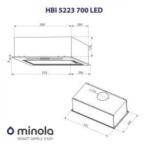 Витяжка вбудована Minola HBI 5223 WH 700 LED