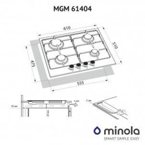 Варильная поверхность газовая Minola MGM 61404 BL