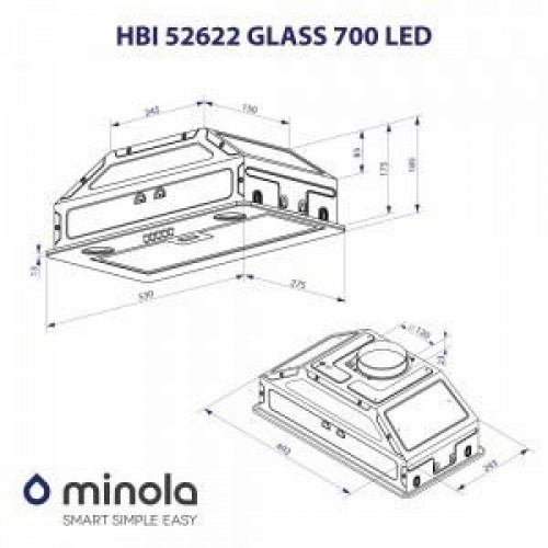 Витяжка вбудована Minola HBI 52622 BL GLASS 700 LED