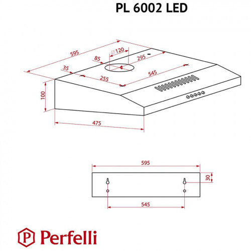 Витяжка пласка Perfelli PL 6002 BL LED