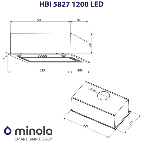 Витяжка вбудована Minola HBI 5827 WH 1200 LED