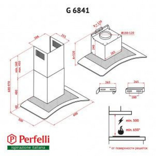 Витяжка декоративна зі склом Perfelli G 6841 I