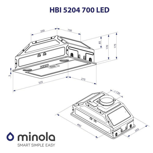 Витяжка вбудована Minola HBI 5204 I 700 LED