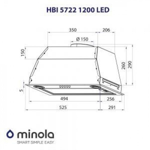 Витяжка повновбудована Minola HBI 5722 I 1200 LED