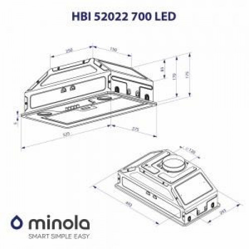 Витяжка вбудована Minola HBI 52022 BL 700 LED
