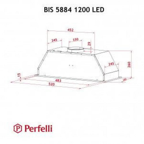 Витяжка вбудована Perfelli BIS 5884 BL 1200 LED