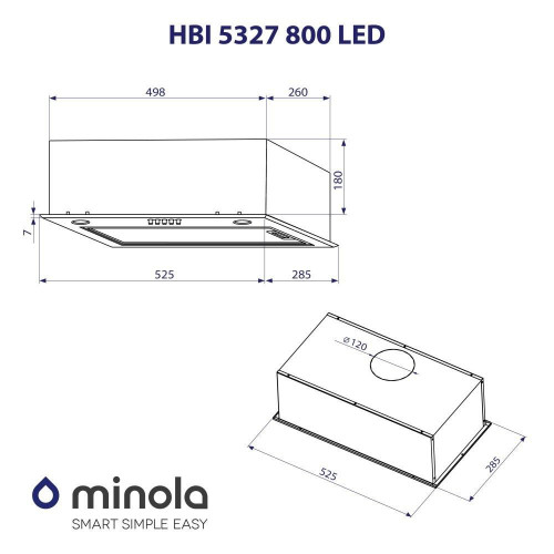 Витяжка вбудована Minola HBI 5327 WH 800 LED