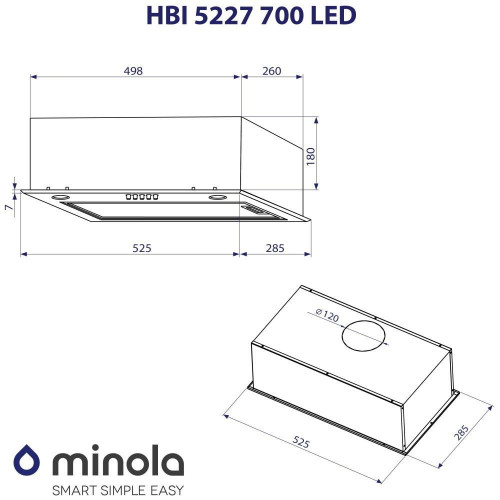 Витяжка вбудована Minola HBI 5227 WH 700 LED