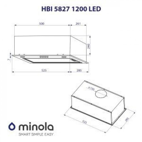 Витяжка вбудована Minola HBI 5827 BL 1200 LED