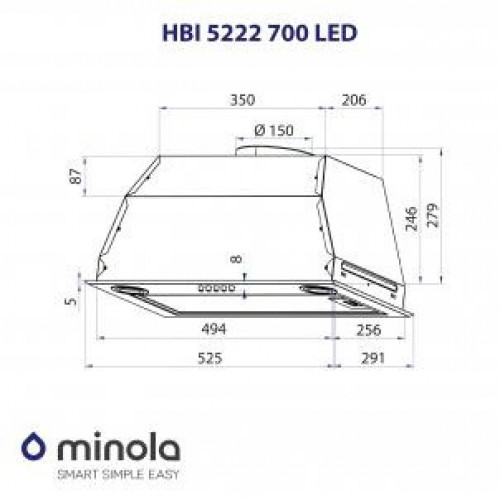 Витяжка вбудована Minola HBI 5222 BL 700 LED