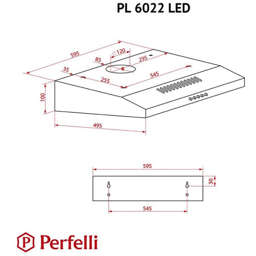 Витяжка пласка Perfelli PL 6022 W LED