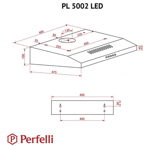 Витяжка пласка Perfelli PL 5002 I LED