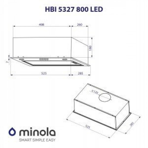 Витяжка вбудована Minola HBI 53270 BL 800 LED