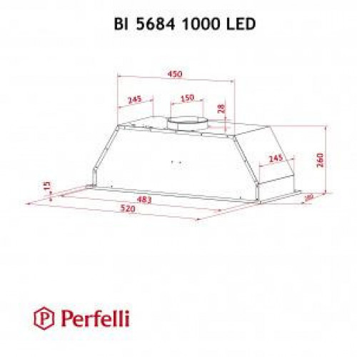 Витяжка вбудована Perfelli BI 5684 WH 1000 LED