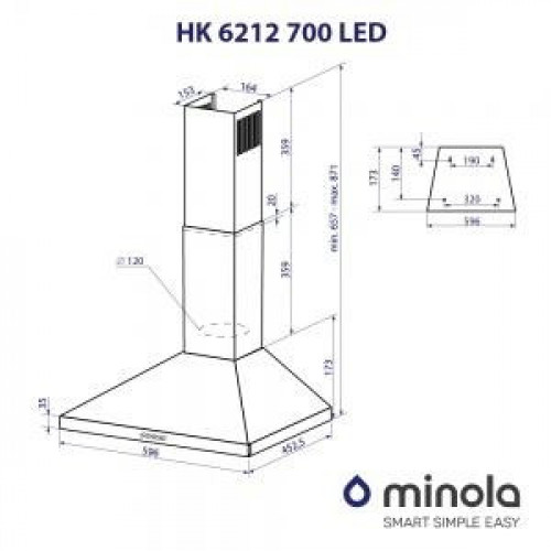 Витяжка купольна Minola HK 6212 I 700 LED