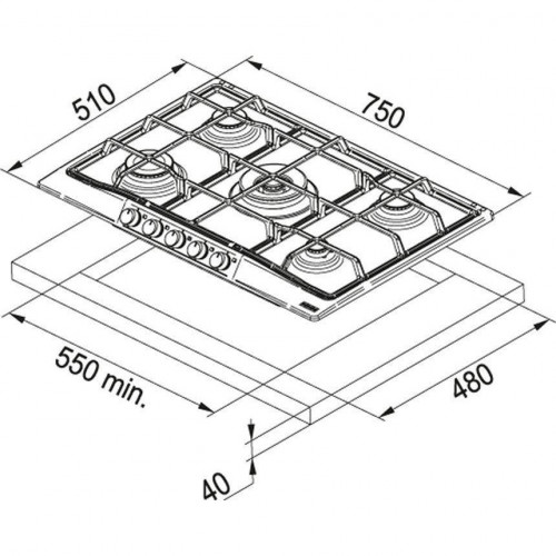 Варильная поверхность газовая Franke FHTL 755 4G TC BT C (106.0525.290)