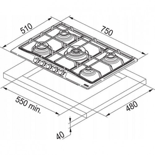 Варильная поверхность газовая Franke FHTL 755 4G TC BT C (106.0525.290)