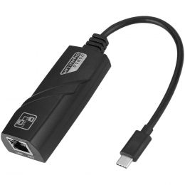 Адаптер USB Type-C - Gigabit Ethernet RJ45, чорний