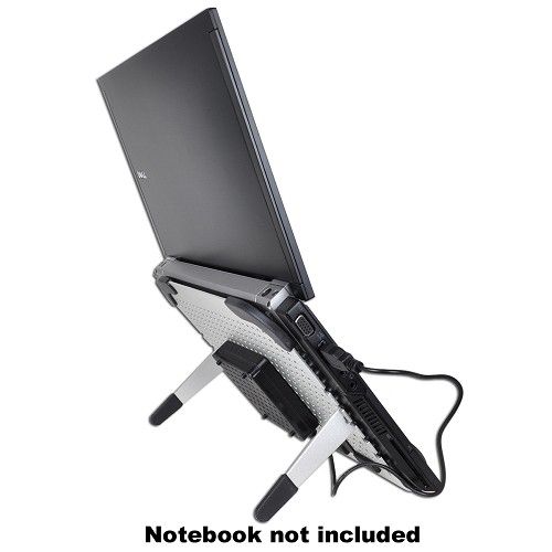 Підставка під ноутбук A-NETBOOK-COOLPAD-ALUM-PB, зйомний вентилятор 80мм, алюміній, до 14” (USB)