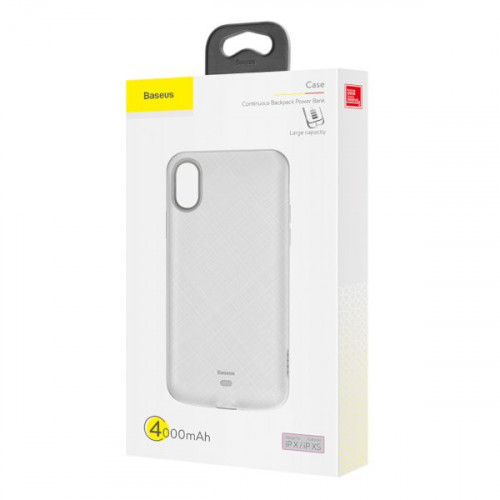 Чохол акумулятор для iPhone XS/X Baseus Continuous Backpack 4000 mAh (ACAPIPH58-BJ02), білий