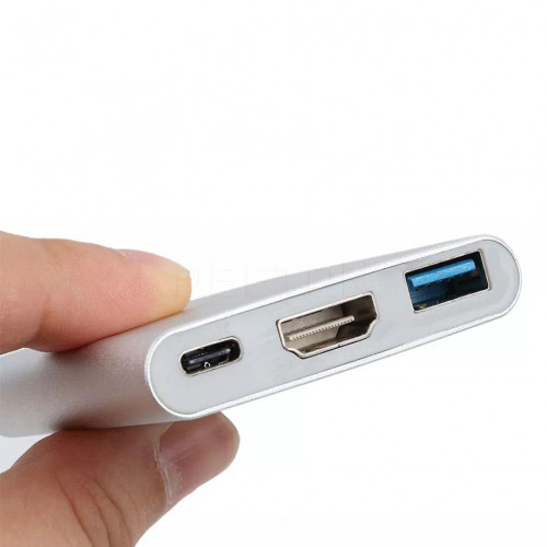 Адаптер USB Type-C - Type-C, HDMI, USB3.0, сріблястий (USB)