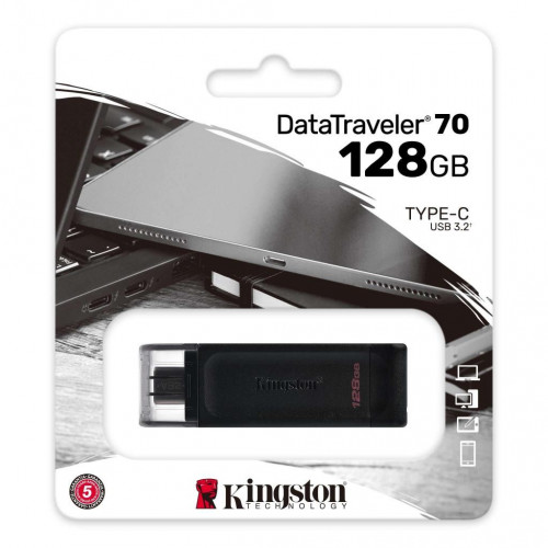 Флешка 128GB Kingston DataTraveler 70 (DT70/128GB) (USB 3.2/Type-C), чорний