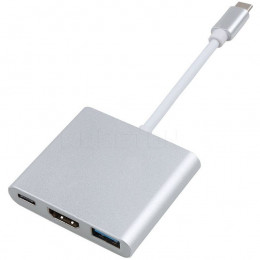 Адаптер USB Type-C - Type-C, HDMI, USB3.0, сріблястий (USB)