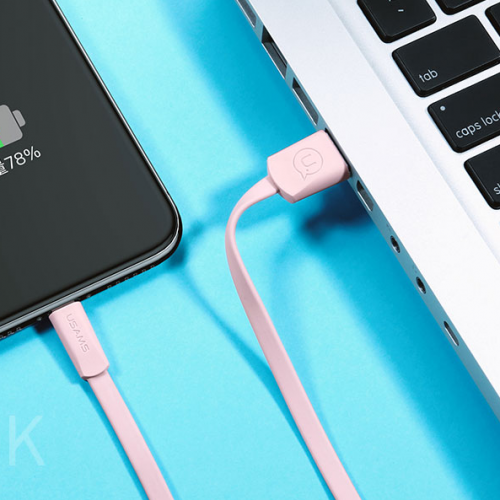 Кабель USB-Lightning USAMS для Apple 2A (1.2м), рожевий