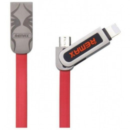 Кабель 2 in 1 USB-Lightning/microUSB Remax Amor RC-067t (1.0м), червоний