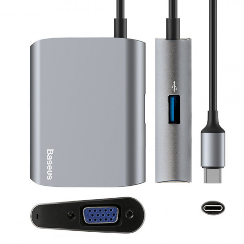 Адаптер Baseus USB Type-C - VGA, USB3.0 (CATSX-E0G), сірий