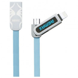 Кабель 2 in 1 USB-Lightning/microUSB Remax Amor RC-067t (1.0м), синій