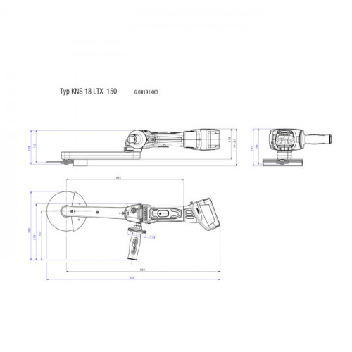 Акумуляторна шліфмашина для вузьких місць Metabo KNS 18 LTX 150 Inox (18 В, без АКБ, 150 мм) (600191850)