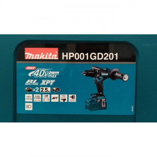 Акумуляторний ударний дриль-шуруповерт Makita HP001GD201 (40 В, 2х2.5 А*год, 150 Н*м)