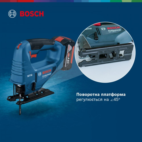 Акумуляторний лобзик Bosch GST 183-LI Professional (18 В, 4 А*год, 3300 об/хв) (06015B7022)