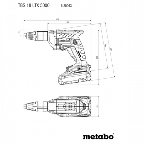 Акумуляторний шуруповерт для гіпсокартону Metabo TBS 18 LTX BL 5000 (18 В, без АКБ, 6 Н*м) (620063840)