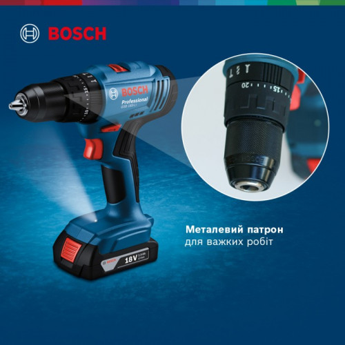 Акумуляторний ударний дриль-шуруповерт Bosch GSB 183-LI Professional (2х18 В, 2 А*год) (06019K9100)